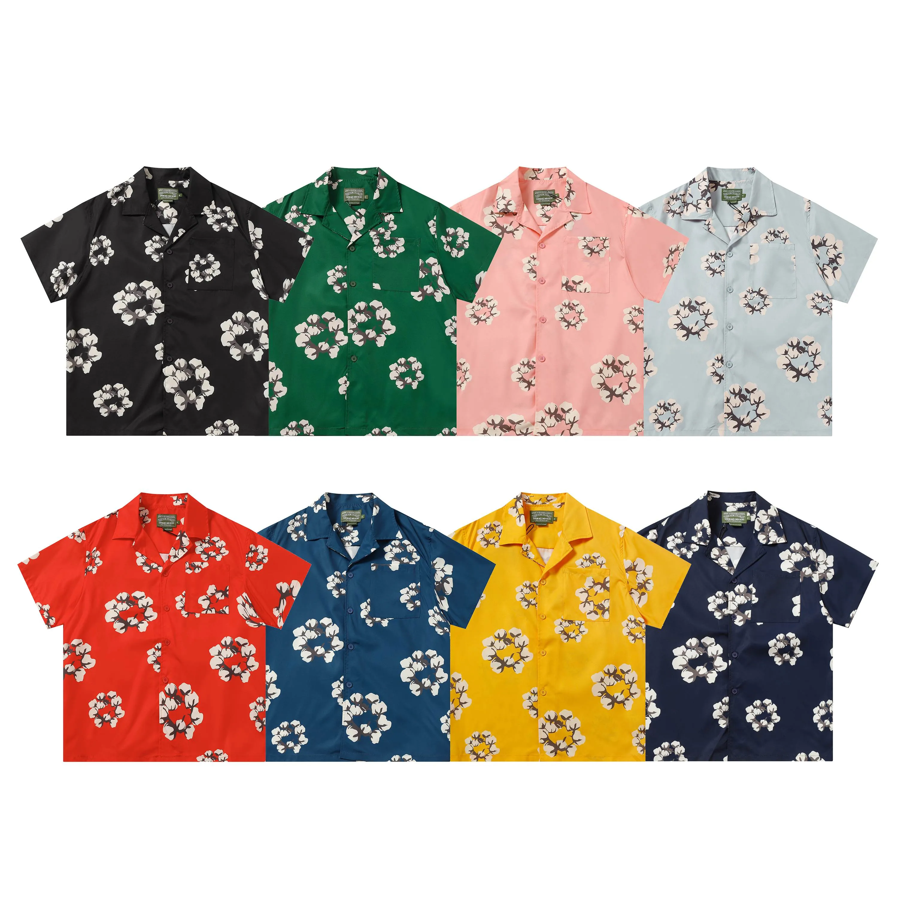 385 DENIM TEARS Kapok European and American trendy brand high-quality shirt 🏖Set Color Black Gray Red Yellow Green Royal Blue Pink Peacock Blue Size S-XL